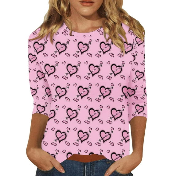 Womens Tops Tees For Women Women's Fashion Casual Round Neck Long Sleeve Printed T Shirt Top T-Shirts For Women