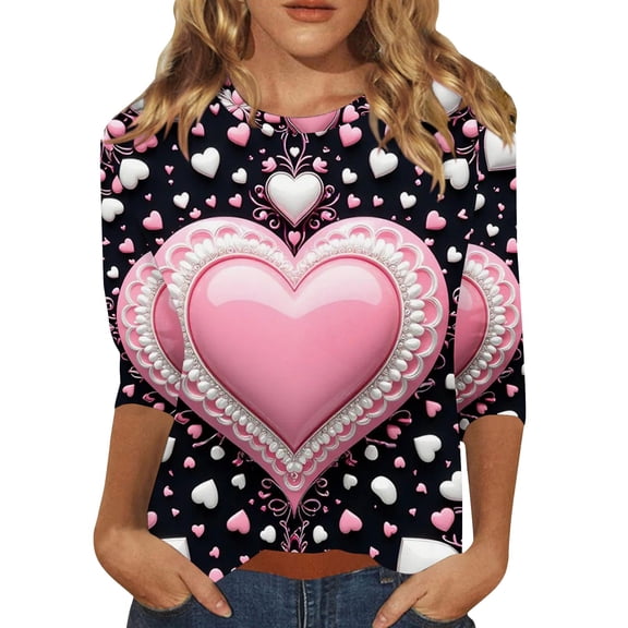 Womens Tops Tees For Women Women's Fashion Casual Round Neck Long Sleeve Printed T Shirt Top T-Shirts For Women