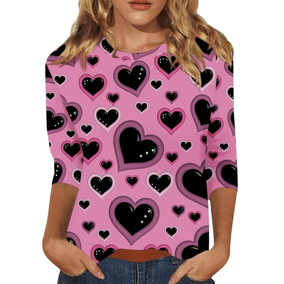 Womens Tops Tees For Women Women's Fashion Casual Round Neck Long Sleeve Printed T Shirt Top T-Shirts For Women