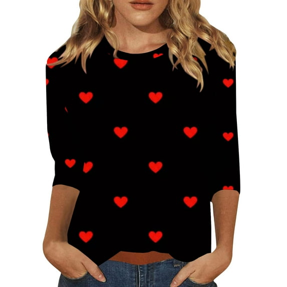 Womens Tops Tees For Women Women's Fashion Casual Round Neck Long Sleeve Printed T Shirt Top T-Shirts For Women