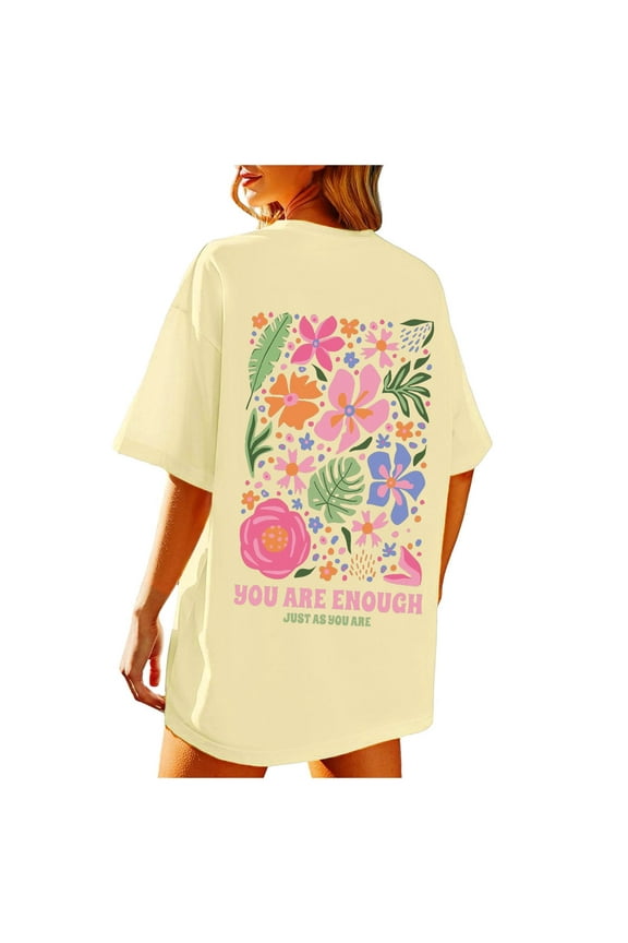 Womens Tops Tees T Shirt Beach Oversized Graphic Tees Vintage Baggy Shirts Cotton Vacation Tops Boho Tops T Shirts Birthday Gifts For Women