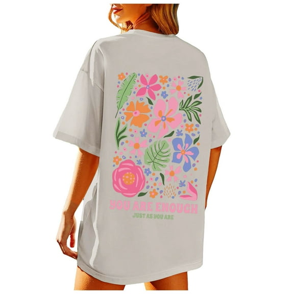Womens Tops Tees T Shirt Beach Oversized Graphic Tees Vintage Baggy Shirts Cotton Vacation Tops Boho Tops T Shirts Birthday Gifts For Women