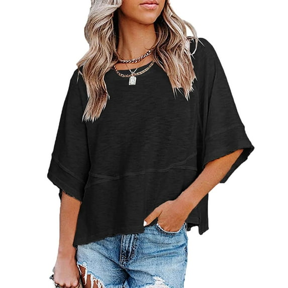 Womens Tops Trendy 2025 Summer Casual Shirts for Women Cute Basic Flowy Tops Tees Blouses