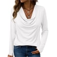 thumbnail image 1 of Womens Tops Trendy 2026 Cowl Neck Shirts Long Sleeve Teacher Clothes Office Business Dressy Casual Spring Outfits White L, 1 of 9