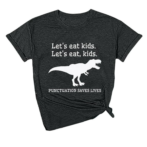 Womens Tops Trendy Comfortable Round Neck Dinosaur Print Top T Shirt Boho Tops T Shirts Birthday Gifts For Women