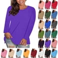 thumbnail image 1 of Womens Blouses Plus Size Tops Women's Trendy Fashion Causal Solid Loose Long Sleeve Crew Neck T-shirt Plus Size Pullover Tops Clothes, 1 of 7