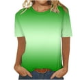 thumbnail image 1 of Womens Tops Trendy Plus Size Gradient Short Sleeve Shirts for Women Crew Neck Casual Loose Summer T-Shirts (Green XXL), 1 of 4