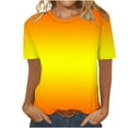 thumbnail image 1 of Womens Tops Trendy Plus Size Gradient Short Sleeve Shirts for Women Crew Neck Casual Loose Summer T-Shirts (Orange XXL), 1 of 4
