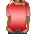 thumbnail image 1 of Womens Tops Trendy Plus Size Gradient Short Sleeve Shirts for Women Crew Neck Casual Loose Summer T-Shirts (Red M), 1 of 4