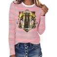 thumbnail image 1 of Womens Tops Trendy Striped Carnival Colorful Graphic Short Sleeve Womens Athletic Tops,Red,2XL, 1 of 4