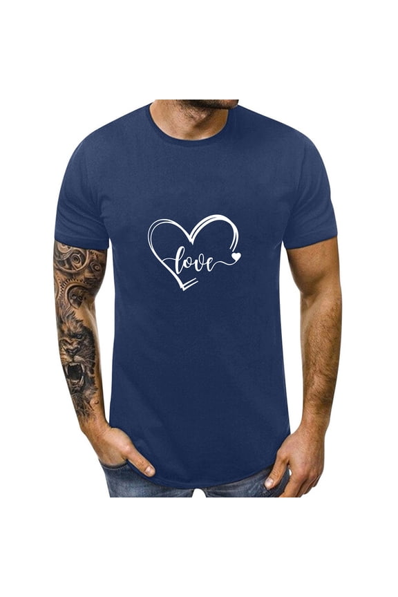 Womens Tops Trendy for Couples Matchings Short Sleeve Shirts Valentine'S Plus Size Womens Blouses,Navy,L