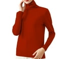 thumbnail image 1 of Womens Tops Turtleneck Knitted Top Polyester-Cotton Blend Elastic Bottom Slim Fit Soft Comfortable Autumn Winter Daily Wear 2Xl Sweaters For Women, 1 of 4