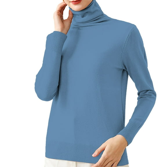 Womens Tops Turtleneck Knitted Top Polyester-Cotton Blend Elastic Bottom Slim Fit Soft Comfortable Autumn Winter Daily Wear 2Xl Sweaters For Women