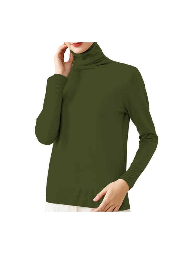 Womens Tops Turtleneck Knitted Top Polyester-Cotton Blend Elastic Bottom Slim Fit Soft Comfortable Autumn Winter Daily Wear L Sweaters For Women