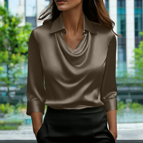 Womens Tops Under $10 Brown Cute 2026 Blouses Y2K Lightweight Women's Blouses,L