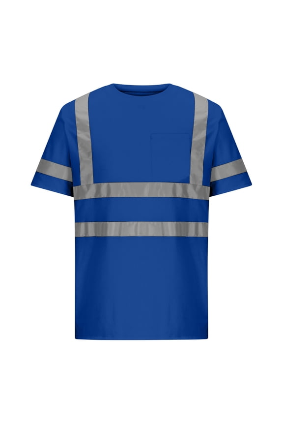 Womens Tops Under $10 T Shirt for Men Construction ANSI Class 3 Reflective Safety Shirts High Visibility Short Sleeve Work Shirt Blue XXXL