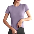 thumbnail image 1 of Womens Tops Under $10 Women Workout Shirts Athletic Compression Tee Yoga Gym Basic Tops Purple M, 1 of 6