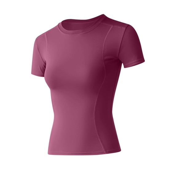 Womens Tops Under $10 - Women Workout Shirts Athletic Compression Tee Yoga Gym Basic Tops Red L