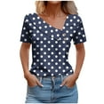 thumbnail image 1 of Womens Tops Under $10 Women's Retro Polka Point T-Shirts Fashion Slanted Collar Short Sleeve Tops Elegant Ladies Tees Going Out Clothes, 1 of 6
