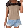 thumbnail image 1 of Womens Tops Under $10 Women's Sexy Round Neck Short Sleeve Lace Hollow Out Going Out Work Blouse Top, 1 of 7