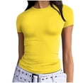 thumbnail image 1 of Womens Tops Under $10 Womens Sexy Basic T Shirts Summer Short Sleeve Crewneck Slim Fit Cute Crop Tops, 1 of 7