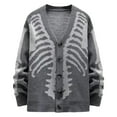thumbnail image 1 of Womens Tops Unisex Knitted Cardigan Sweater Skeleton Intarsia Print Womens Golf Shirt,D,2XL, 1 of 2