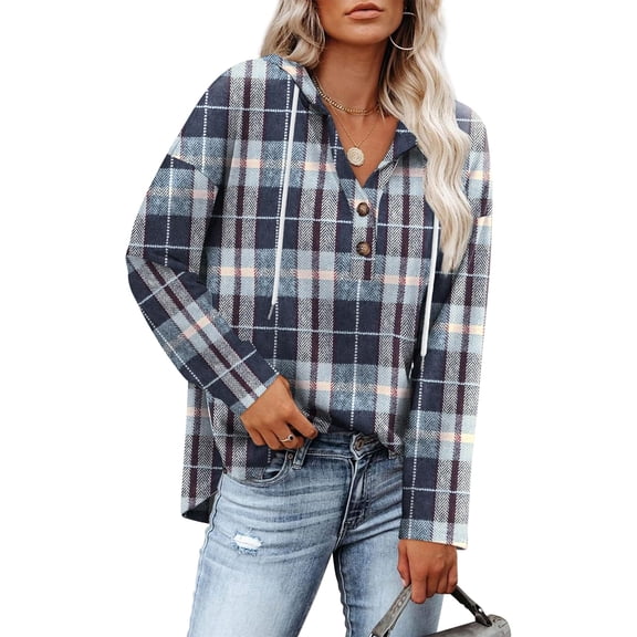 Womens Tops V Neck Button Sweatshirt for Women Pullover Long SLeeve Shirts Fall Outfits 2026 Loose Fit S-2XL