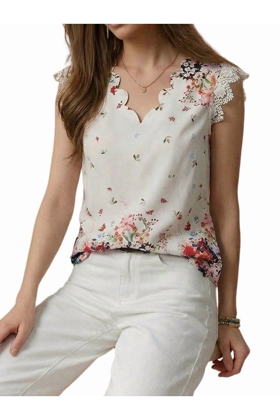 Womens Tops V Neck Flowy Loose Fit Basic Casual Tops White S