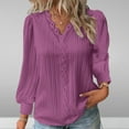 thumbnail image 1 of Elvqul Womens Tops V Neck Long Sleeve Shirts for Women Plus Size Solid Blouses Causual Hot Pink Trendy, 1 of 5