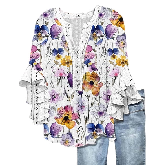 Everyday Short Sleeve Tops for Women Loose Fit Summer Trendy Blouse