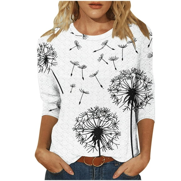 Womens Tops, Vacation Summer Tops for Women Over 50 Floral Print Blouses for Women Long Shirts to Wear with Leggings Yoga Tops Woman Pack Summer Shirts for Teens Modest