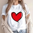 thumbnail image 1 of Womens Tops Valentine's Day Love Print Short Sleeve Round Neck T-Shirt Gifts for Her White M, 1 of 4