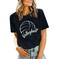thumbnail image 1 of Womens Tops Volleyball Shirts Team Tee Tops Graphic Casual Short Sleeve Shirts for Women Black S, 1 of 3