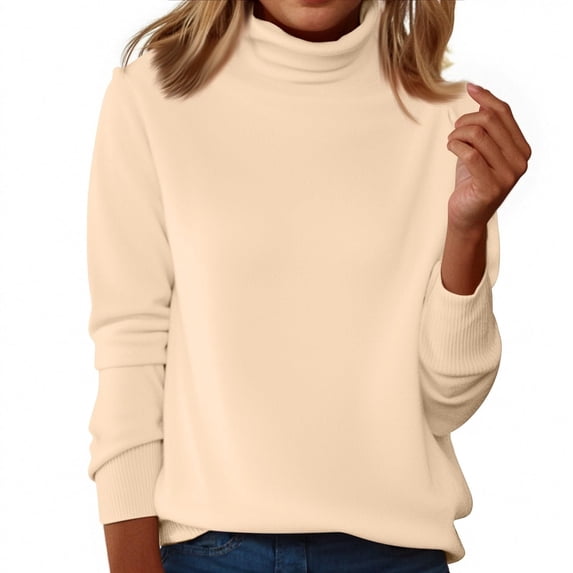 Womens Tops Warm Cozy Turtleneck Knitted Blend Long Sleeve Pullover Top For Fall Winter L Size Going Out Tops For Women Women's Tops Tees & Blouses