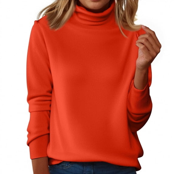 Womens Tops Warm Cozy Turtleneck Knitted Blend Long Sleeve Pullover Top For Fall Winter Xl Size Going Out Tops For Women Women's Tops Tees & Blouses