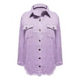thumbnail image 1 of Womens Tops Washed Denim Shirt Jacket Polyester And Cotton Shirt Collar Chest Pockets Long Sleeves Regular Fit Casual Daily Outfits S Sweaters For Women, 1 of 6