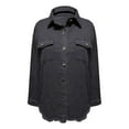 thumbnail image 1 of Womens Tops Washed Denim Shirt Jacket Polyester And Cotton Shirt Collar Chest Pockets Long Sleeves Regular Fit Casual Daily Outfits Xl Sweaters For Women, 1 of 6