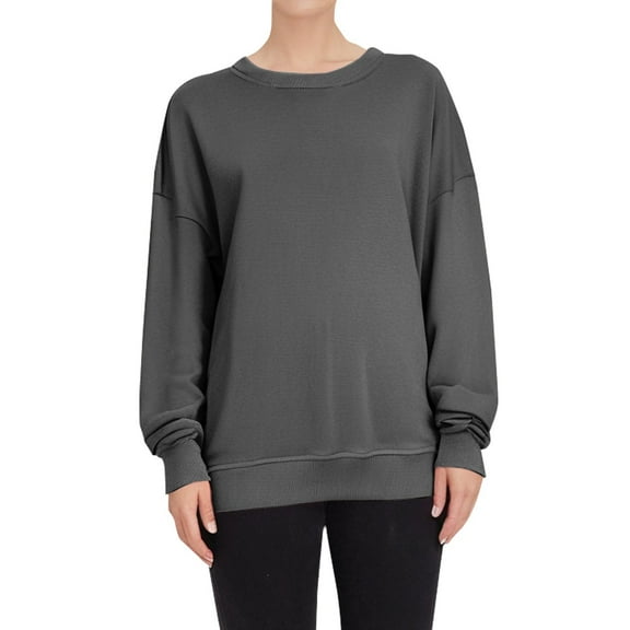 Womens Tops Woman's Casual Fashion Long Sleeve Solid Color Round Collar Hoodie Tops