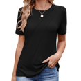 thumbnail image 1 of Womens Tops Women 2025 Spring Short Sleeve Shirts Blouses Casual Business Pleated Work Tshirts Shirts for Women, 1 of 6