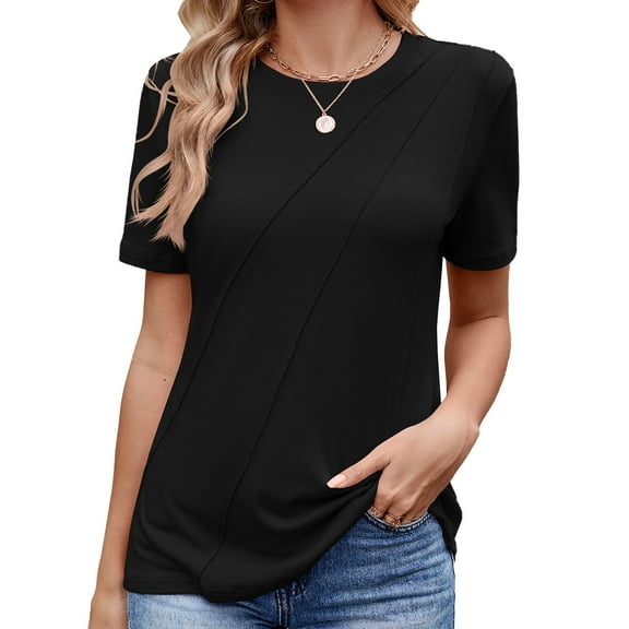 Womens Tops Women 2025 Spring Short Sleeve Shirts Blouses Casual Business Pleated Work Tshirts Shirts for Women