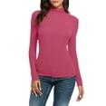 thumbnail image 1 of Womens Tops Women Casual Solid Long Sleeve Mock Turtleneck Blouse Tops Slim Fit Stretchy Layer Tee Shirts, 1 of 6
