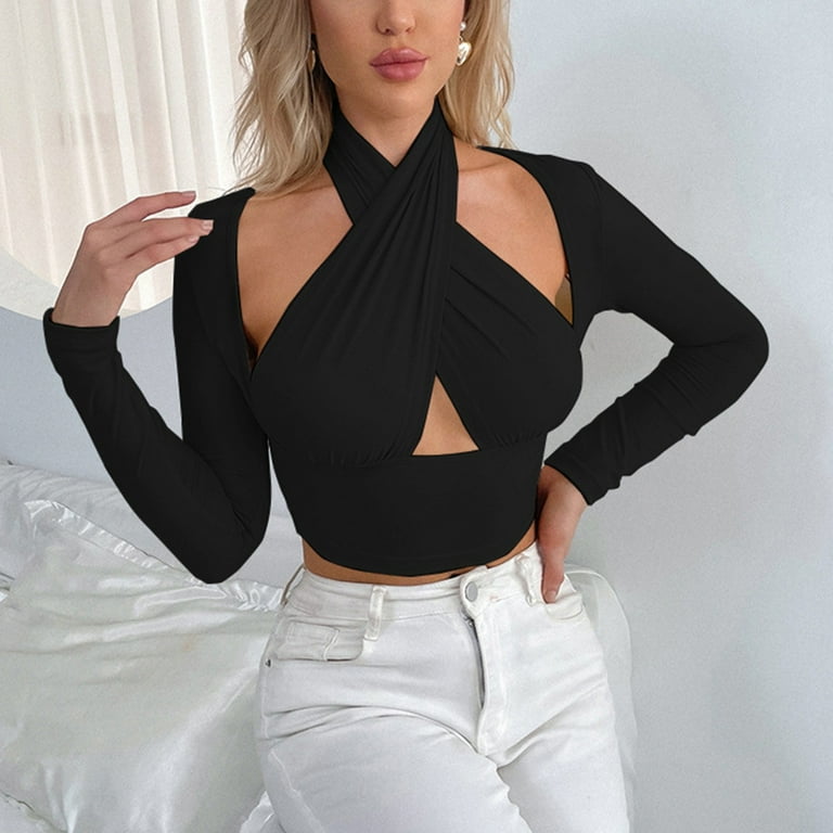 Black Criss Cross Longsleeve Top