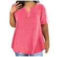 thumbnail image 1 of Womens Tops Women Fashion Top Color Block Gradient Print V Neck Top Shirt Short Sleeve 3/4 Sleeve Blouses Business Casual Shirts for Women Athletic T Shirts Juniors Rhinestone plus Size V N Hot Pink M, 1 of 7
