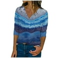 thumbnail image 1 of Womens Tops Women Fashion V-neck Landscape Print Pullover Long Sleeve Loose Blouse Tops Autumn And Winter Long Sleeve Top Womens Tops Dressy Casual Printed Off Shoulder Sleeve Loose T-Shirt Blouse, 1 of 7