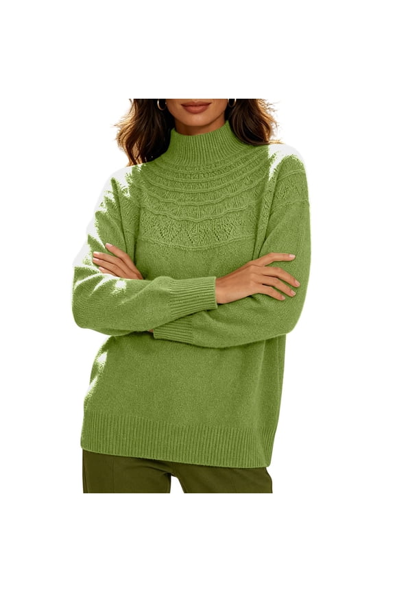Womens Tops, Women Mock Neck Sweater Fashion 2026 Casual Long Sleeve Lightweight Knit Pullover Sweater