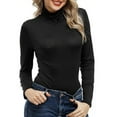 thumbnail image 1 of Womens Tops Women Mock Turtleneck Long Sleeve Pullover High Neck Tight Fitting Priming T Shirt, 1 of 5