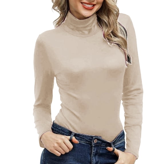Womens Tops Women Mock Turtleneck Long Sleeve Pullover High Neck Tight Fitting Priming T Shirt