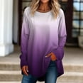 thumbnail image 1 of Womens Tops Women's Casual Plus SizeLong Sleeved Round Neck Gradient Printing T-shirt Top Pullover Shirts for Women Kagetolytai Light Purple M, 1 of 5