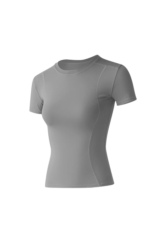 Womens Tops, Women's Compression Shirts Short Sleeve Workout Tops Athletic Base Layer T-Shirt for Gym Running Yoga Basketball Gray S
