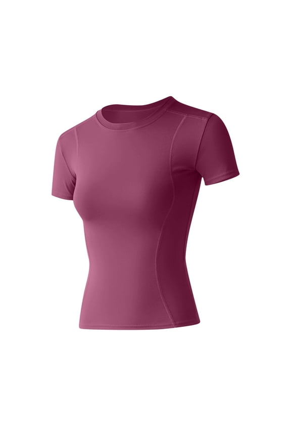 Womens Tops, Women's Compression Shirts Short Sleeve Workout Tops Athletic Base Layer T-Shirt for Gym Running Yoga Basketball Red XXL
